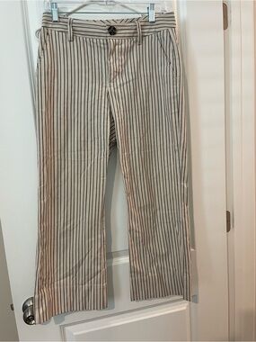 CAbi Beige Pinstripe cropped Pants